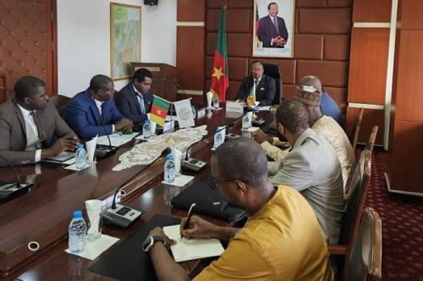 Officials and partners in a working session